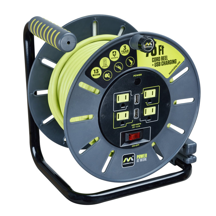 Luceco Masterplug 75Ft Extension Cord Reel W USB Wayfair